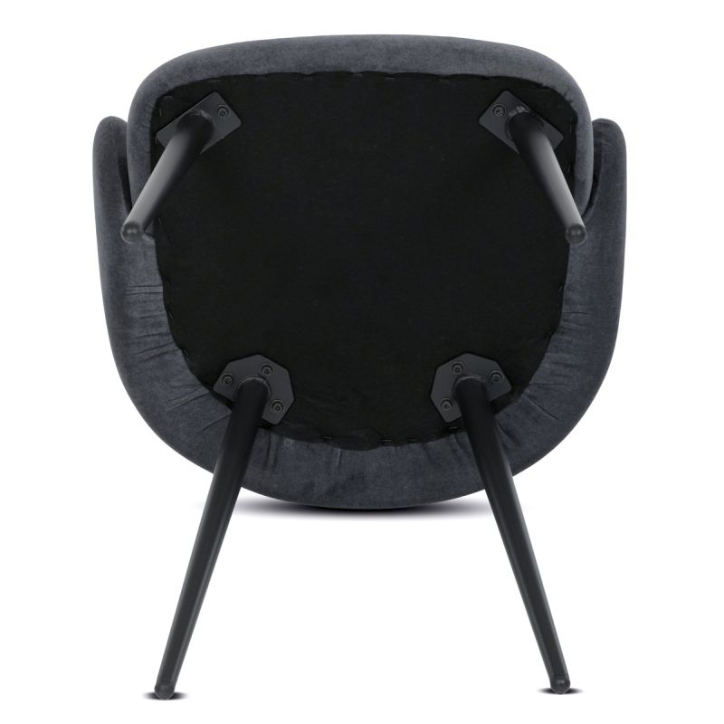 Stolička jedálenská, šedá látka, čierne kovové nohy