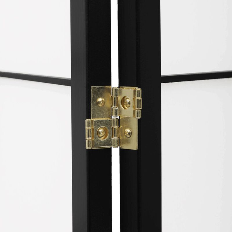 Štýlový 4-dielny paraván s drevenou konštrukciou v čiernej farbe