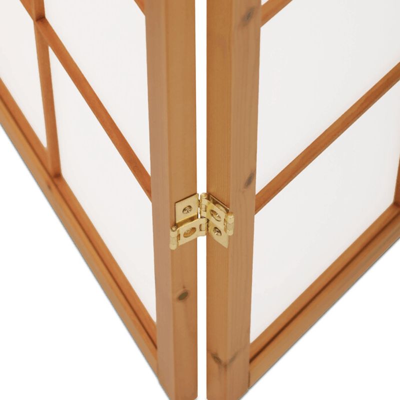 Štýlový 4-dielny paraván s drevenou konštrukciou v prírodnej farbe