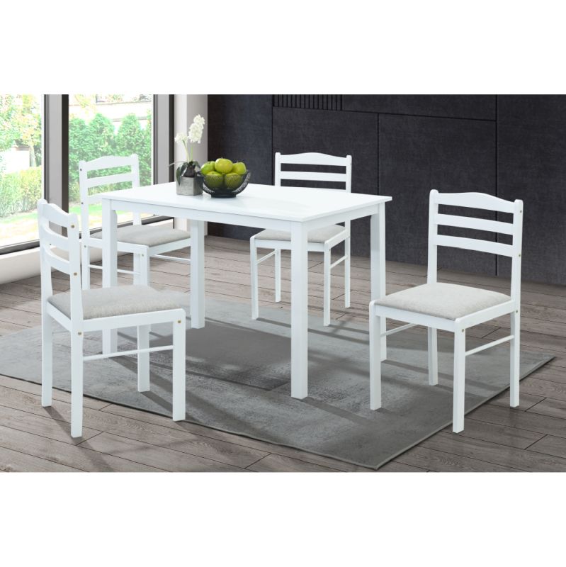 Moderný jedálenský set  1+4, biela-béžovosivá