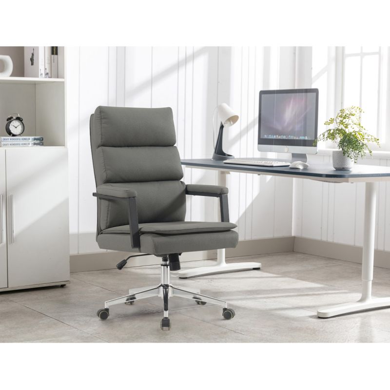 Kancelárska stolička v modernom sivom prevedení, ekokoža