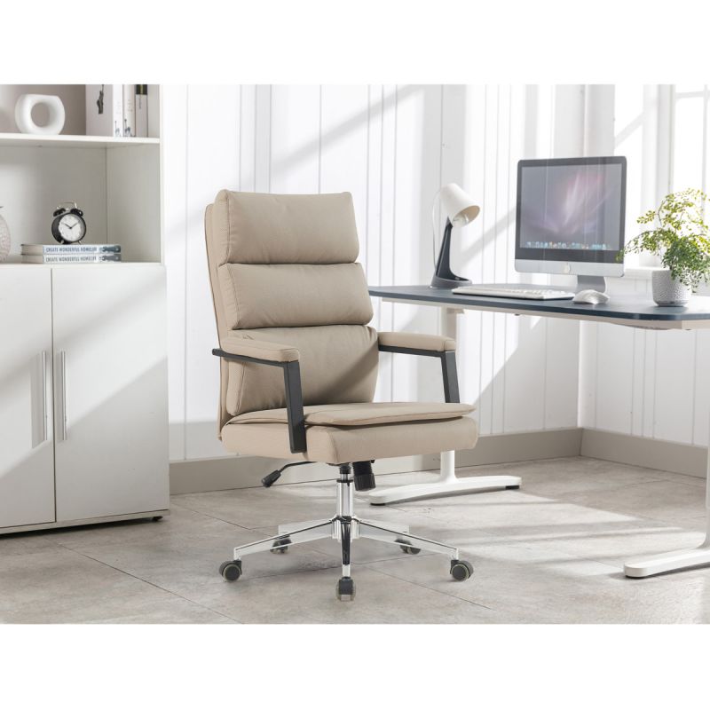 Kancelárska stolička v modernom striebornom prevedení, ekokoža