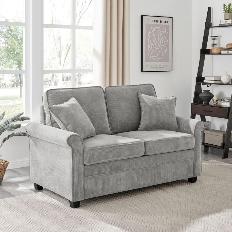 Rozkladacia pohovka s matracom, 2-miestna, poťah menčestrová sivá látka