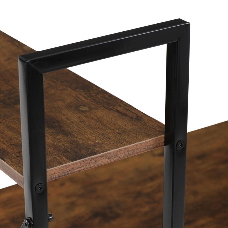 Pracovný stôl s regálom z MDF dekor staré drevo, čierny kov