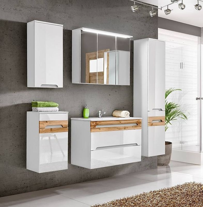 Kúpeľňová skrinka WHITE 840 biela/biely vysoký lesk