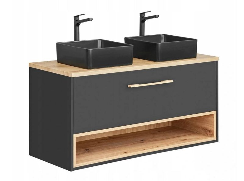 Skrinka do kúpeľne 854 sivá/dub artisan