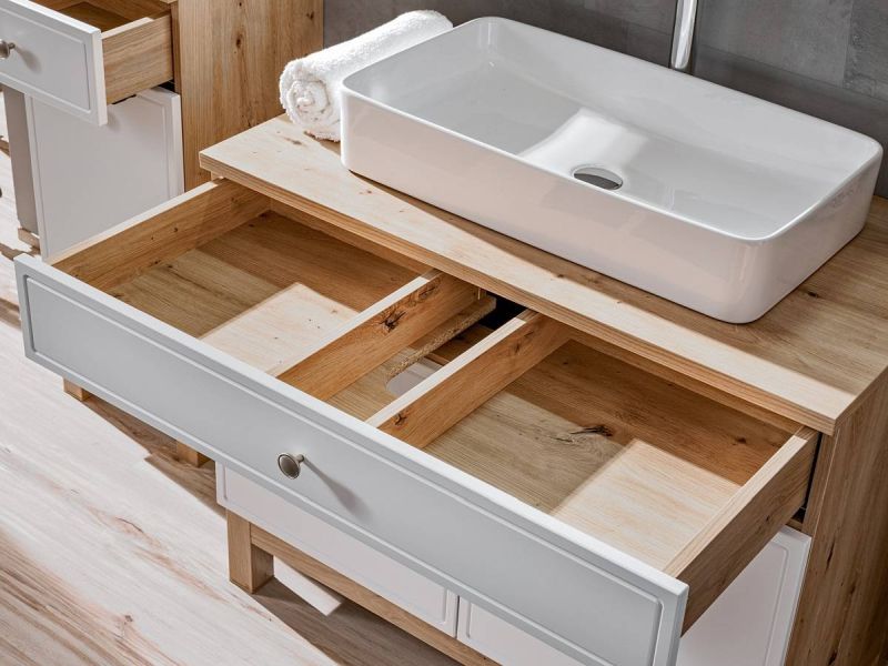 Skrinka do kúpeľne 852 dub artisan/biely mat