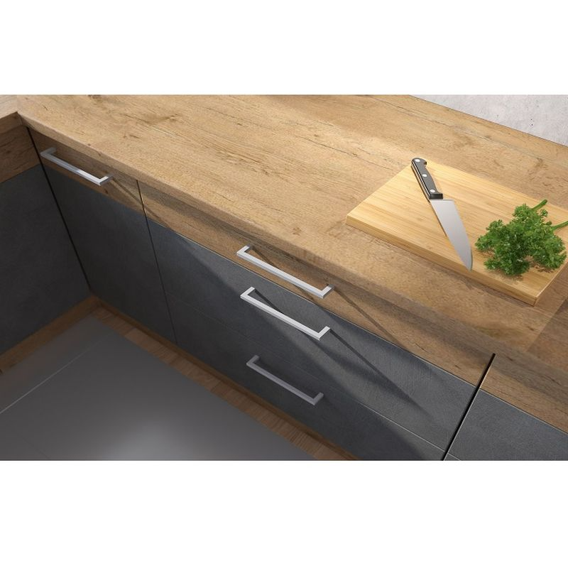 Spodná šporáková skrinka, sivá matná/dub lancelot, 60 D GAZ BB, 1x zásuvka