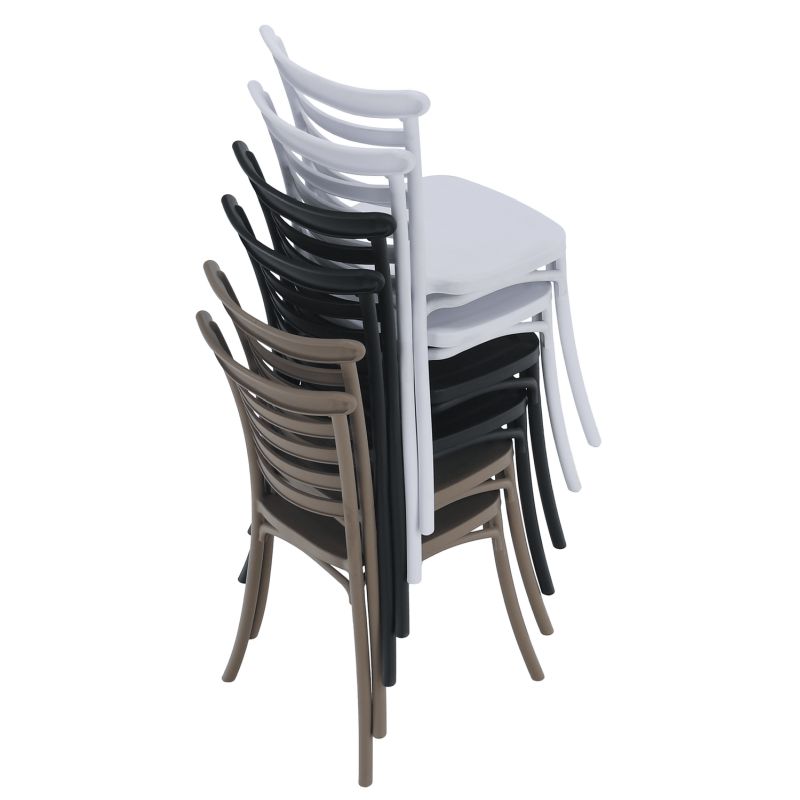 Stohovateľná stolička plastová, biela