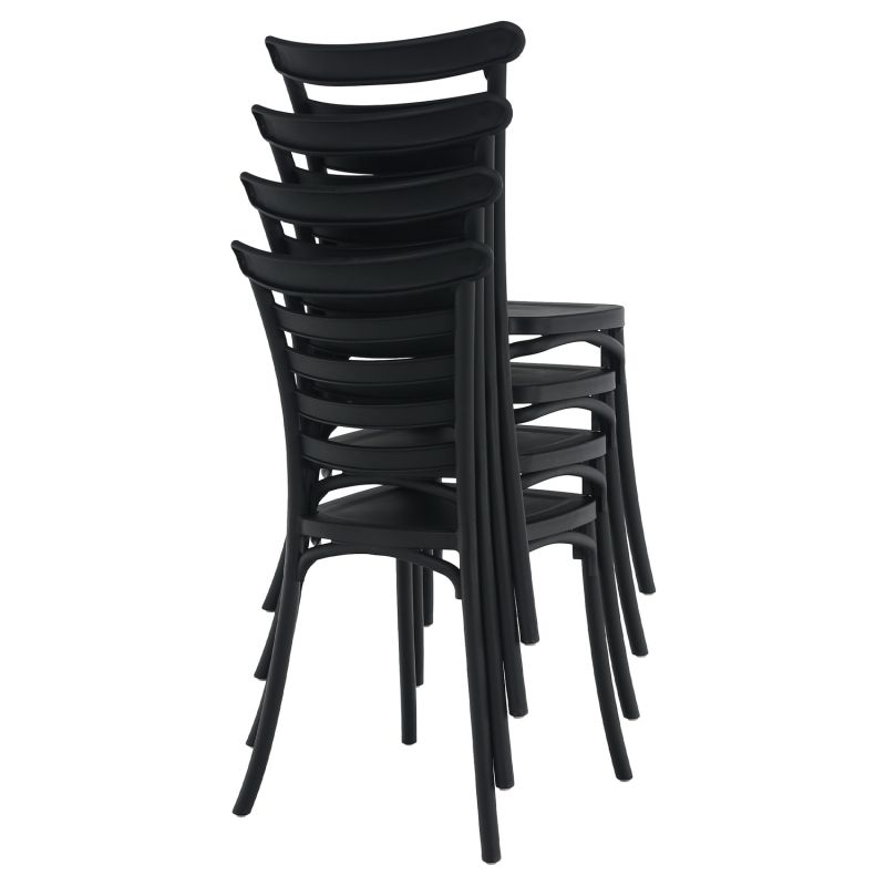 Stohovateľná stolička plastová, čierna