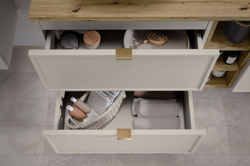 Skrinka do kúpeľne 82-60-46-2S, cashmere mat, 2x zásuvka