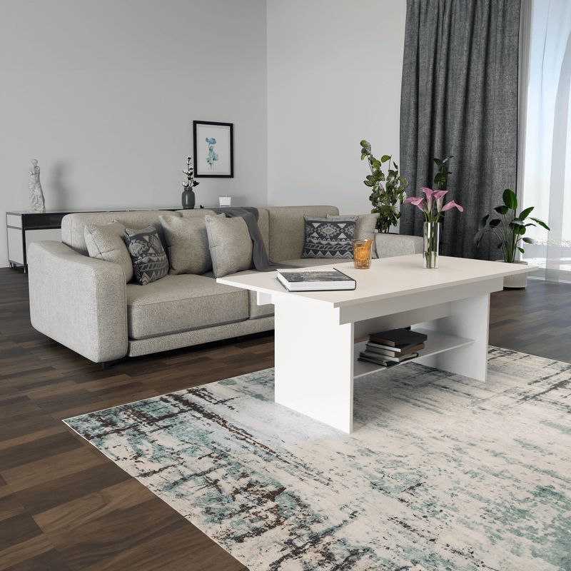 Jedálenský-konferenčný rozkladací stôl, biela, 120-160