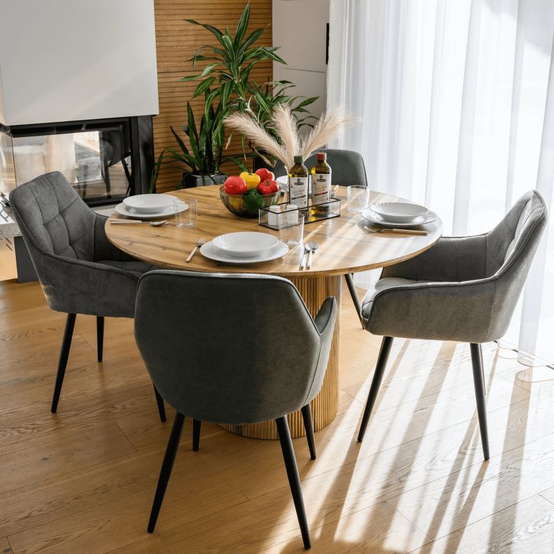 Jedálenský stôl, MDF dub, priemer 120 cm