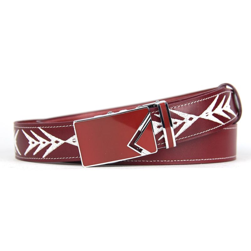 Kožený opasok s výšivkou, automatická pracka, 137cm, Limitovaná edícia 06