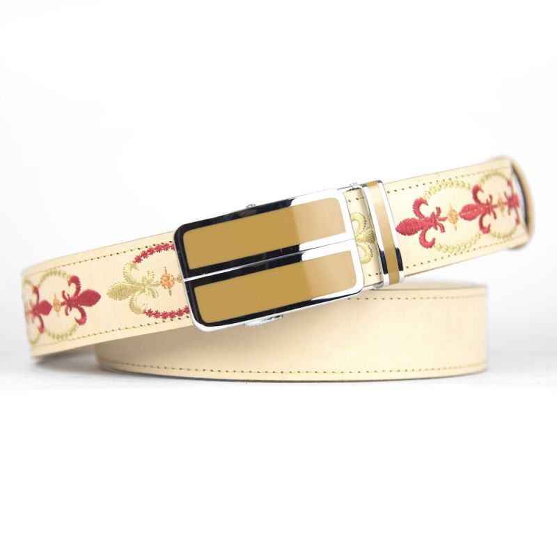 Kožený opasok s výšivkou, automatická pracka, 134cm, Limitovaná edícia 13