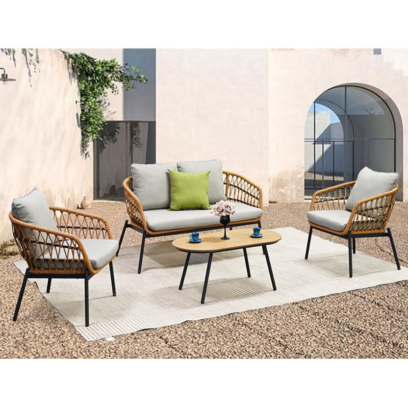 Elegantná záhradná sedacia súprava v prírodnom odtieni