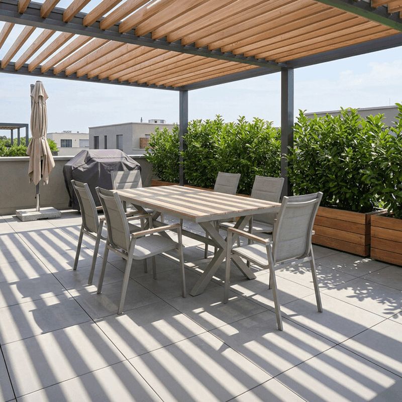 Stôl záhradný 180x100, doska polywood v dekore svetlého duba