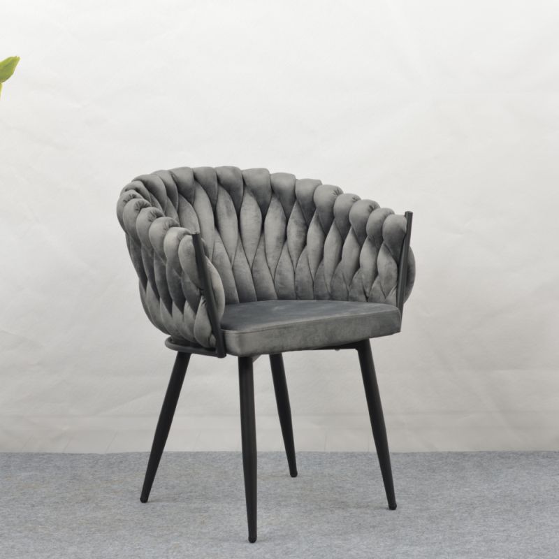 Komfortné jedálenské kreslo, tmavosivá Velvet látka-čierny kov