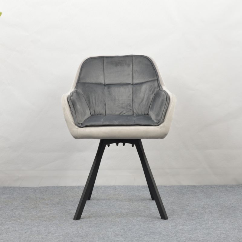 Otočné prešívané jedálenské kreslo, sivá Velvet látka