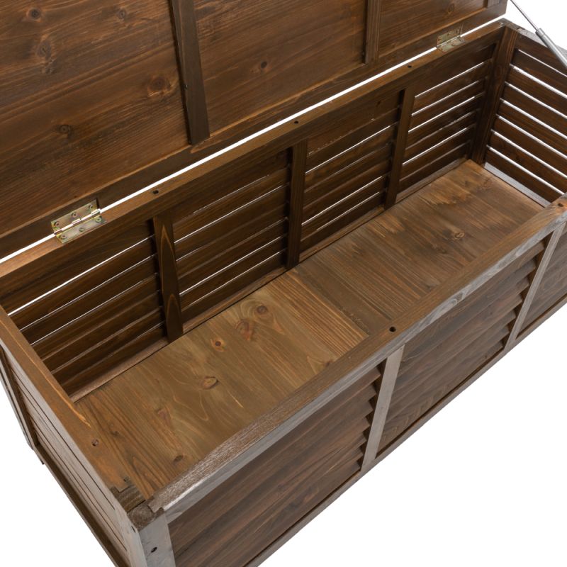 Záhradný úložný box z borovicového dreva v hnedom odtieni