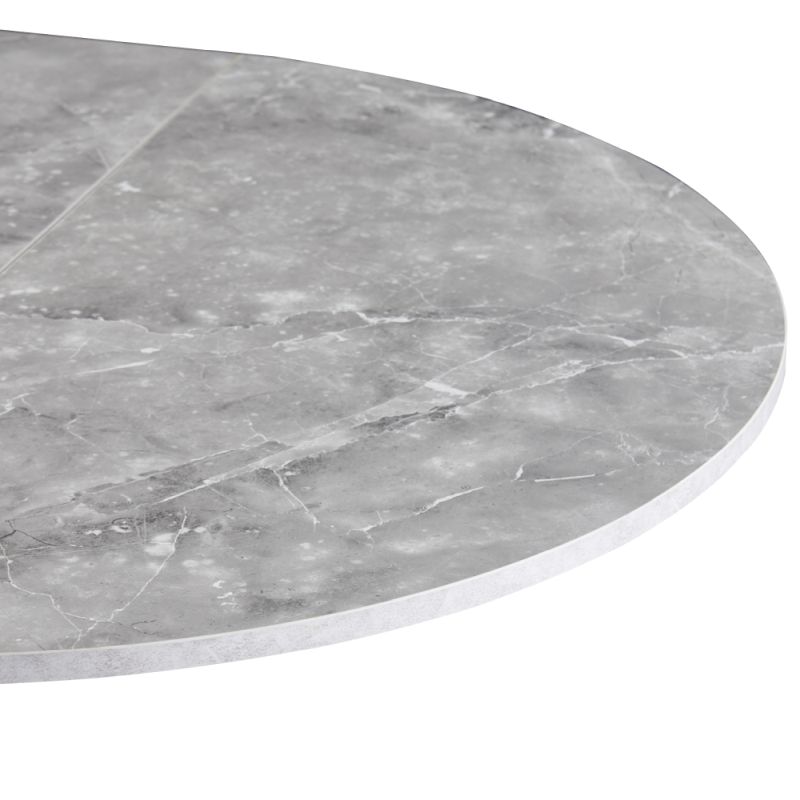 Okrúhly jedálenský rozkladací stôl, betón-čierna, 100-140 cm