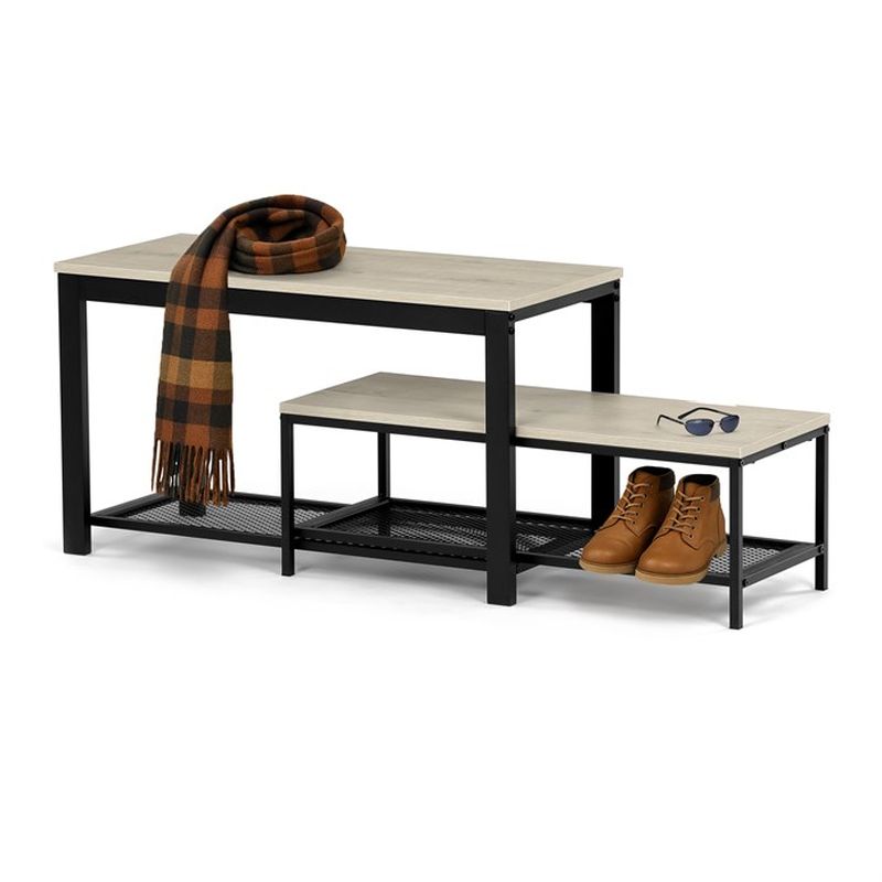 Botník čierny 2 police, MDF dekor dub sonoma