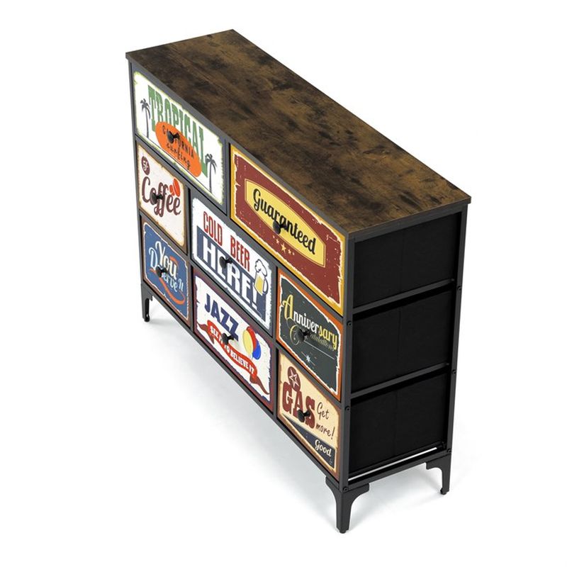 Retro komoda s 8 zásuvkami z netkanej textílie