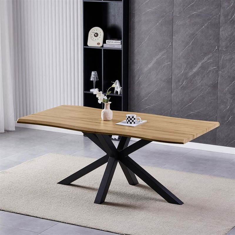 Stôl jedálenský 180x90, MDF doska dekor divoký dub, noha v tvare hviezdy