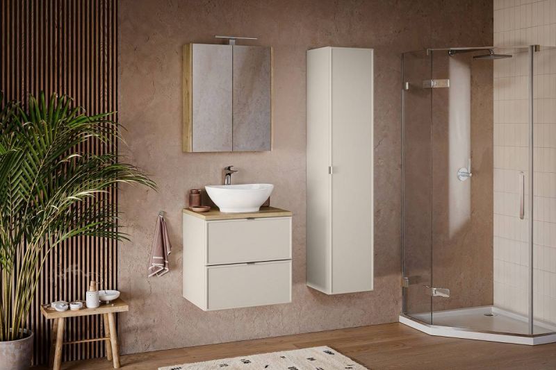 Skrinka do kúpeľne 83-35-1DQ, cashmere mat, 1x dvierka