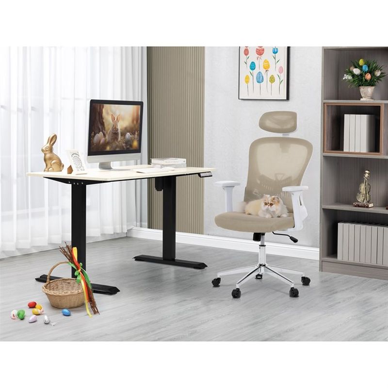 Kancelárska stolička, béžová sieťovina, biely plast