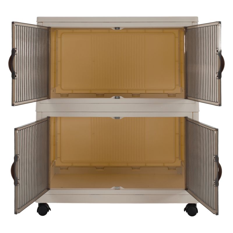 Praktická plastová skladacia skrinka, biela-hnedá TYP 1