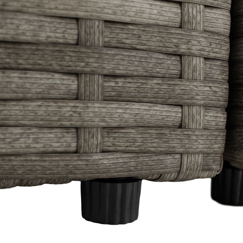 Záhradný ratanový set, 4-dielna súprava, sivá-prírodná-krémová