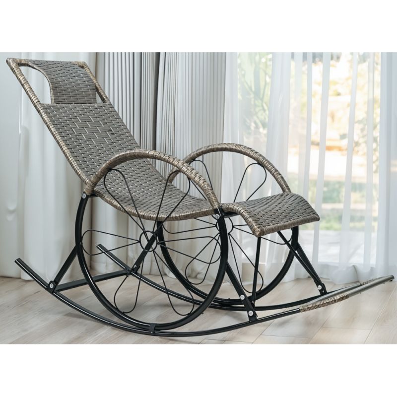 Hojdacie kreslo, ratan-kov, sivá