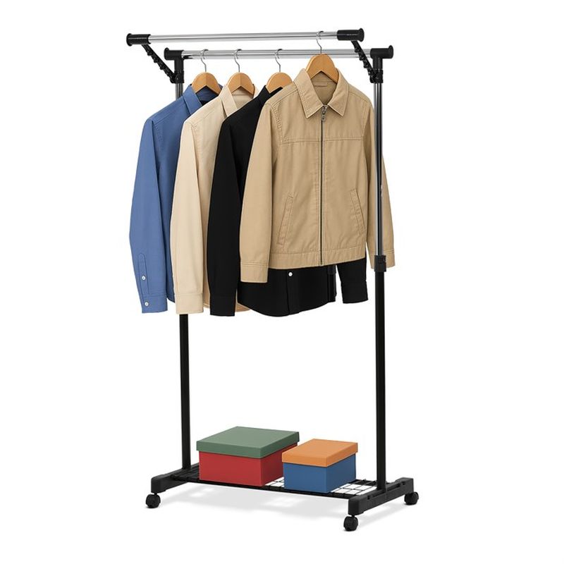 Stojan na šaty s výklopným ramenom, čierny