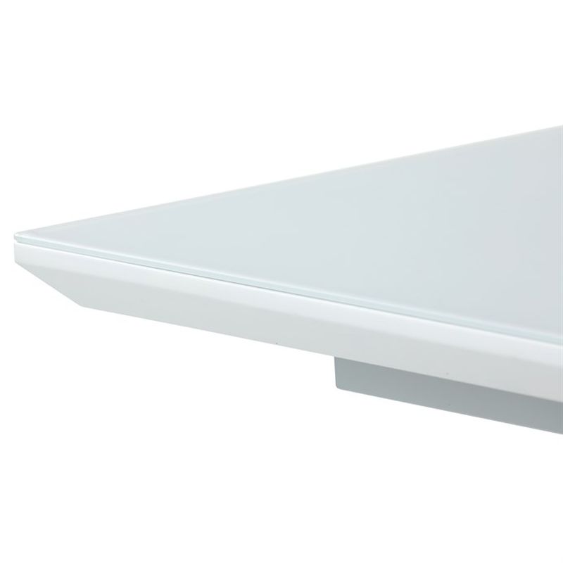 Stôl jedálenský rozkladací 160+50, biely matný lak, tvrdené sklo