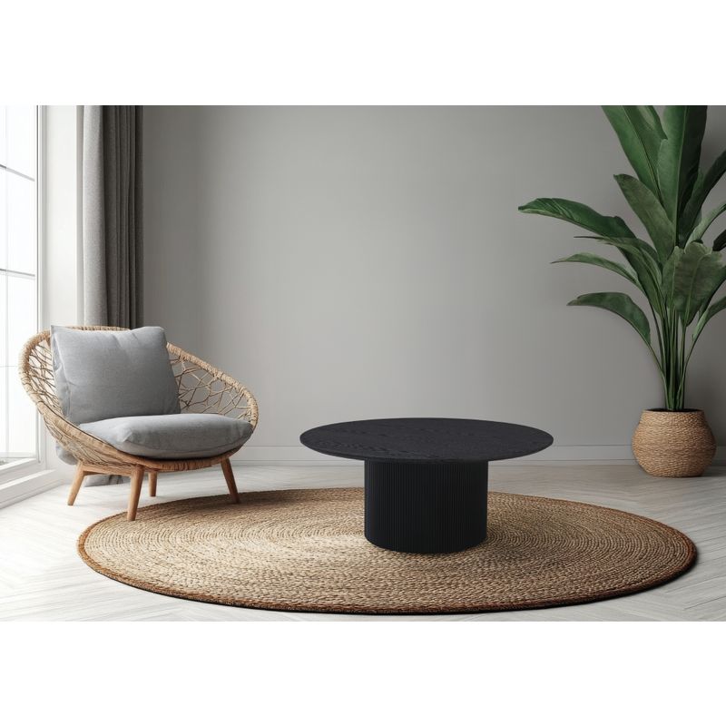 Originálny okrúhly konferenčný stolík, čierna MDF, priemer 80