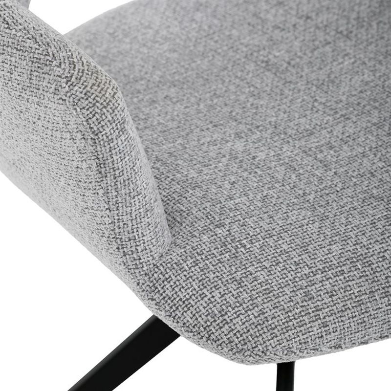 Elegantná jedálenská stolička v sivej farbe, čierny kov