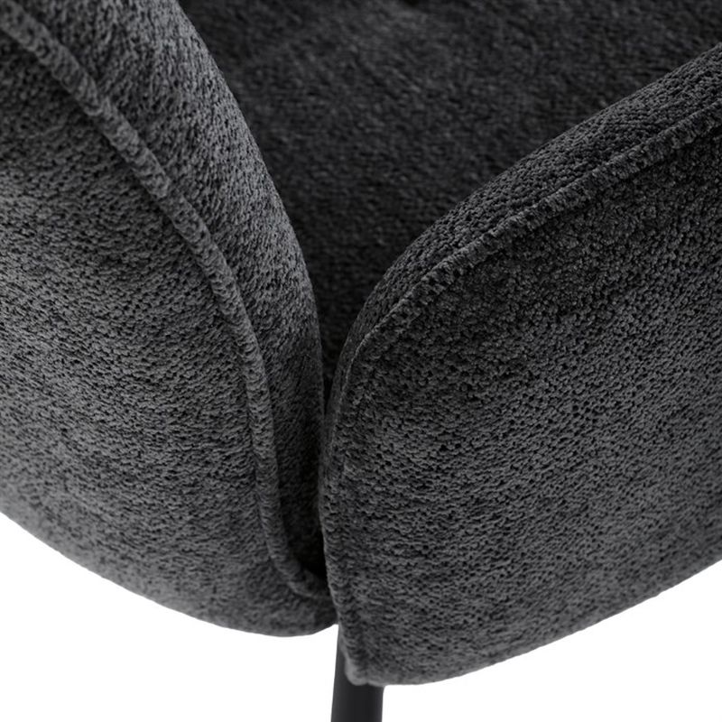 Elegantná jedálenská stolička, antracitová hladká látka, čierny kov