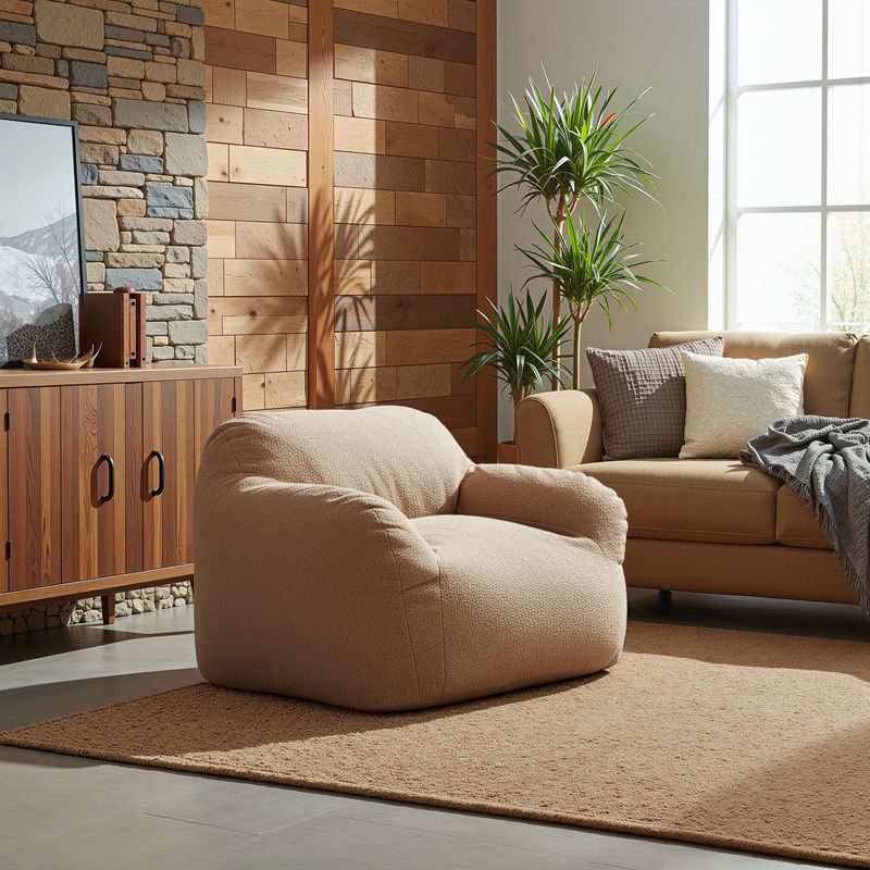 Moderný sedací vak v svetlohnedej farbe