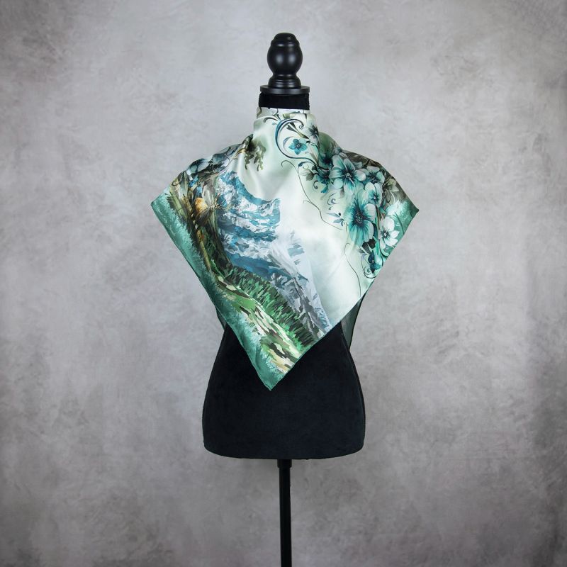 Módna hodvábna šatka VYSOKÉ TATRY - MÄTOVÉ, 90 x 90cm