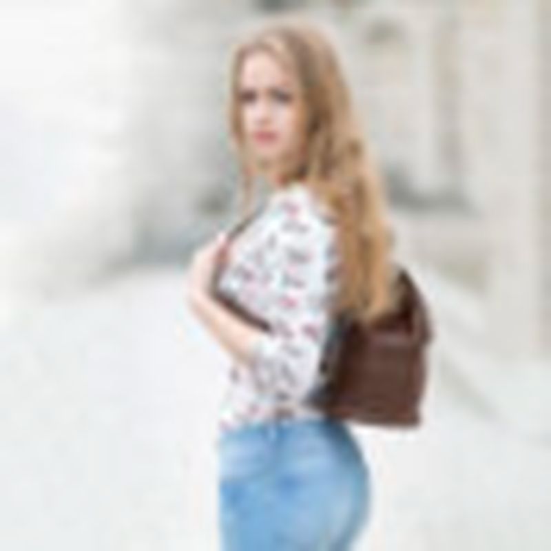 Luxusný kožený ruksak z pravej hovädzej kože 8659 v Marrone farbe