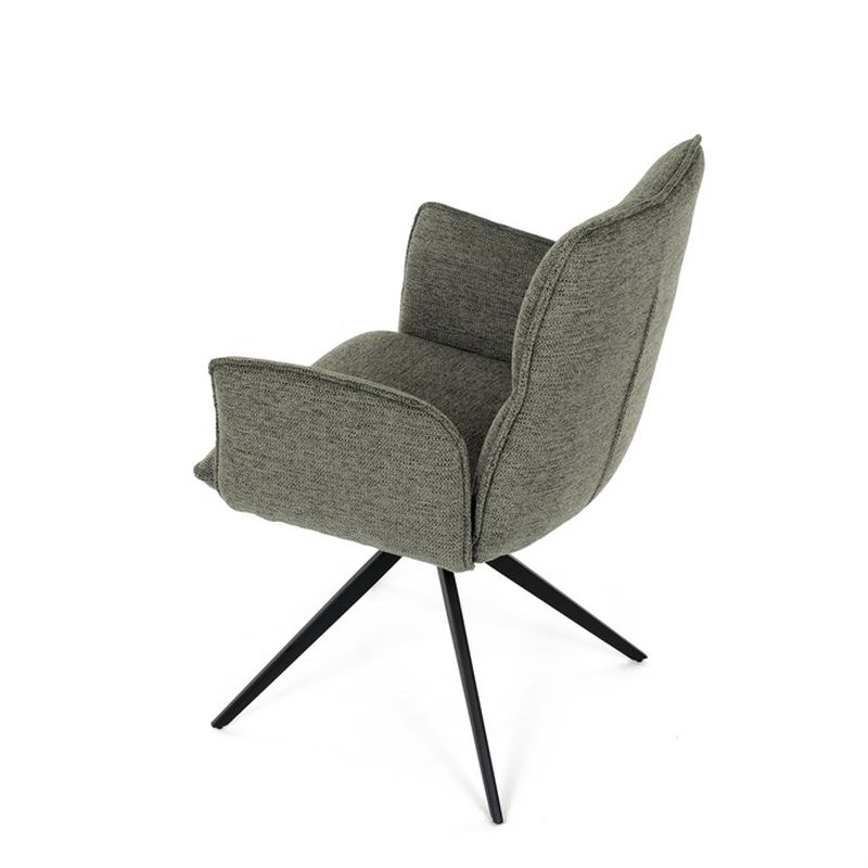 Elegantná jedálenská stolička zelená látka, 360 ° vratný mechanizmus