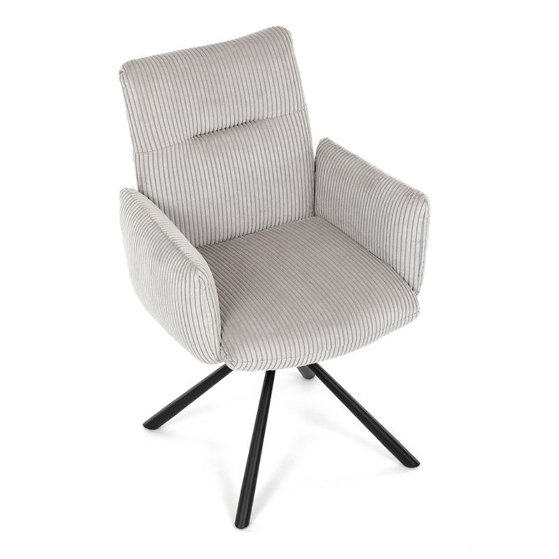 Jedálenská stolička, krémová menčestrová látka, 360 ° vratný mechanizmus