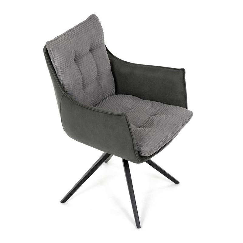 Jedálenská stolička, sivá látka s otočným vratným mechanizmom