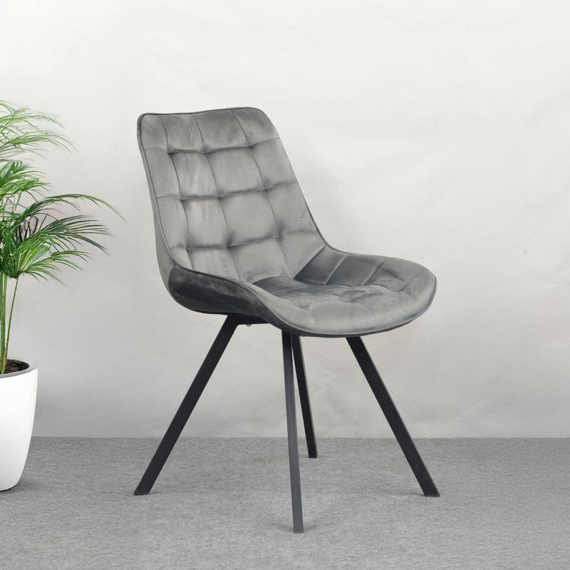Štýlová jedálenská stolička tmavosivá Velvet látka-čierna