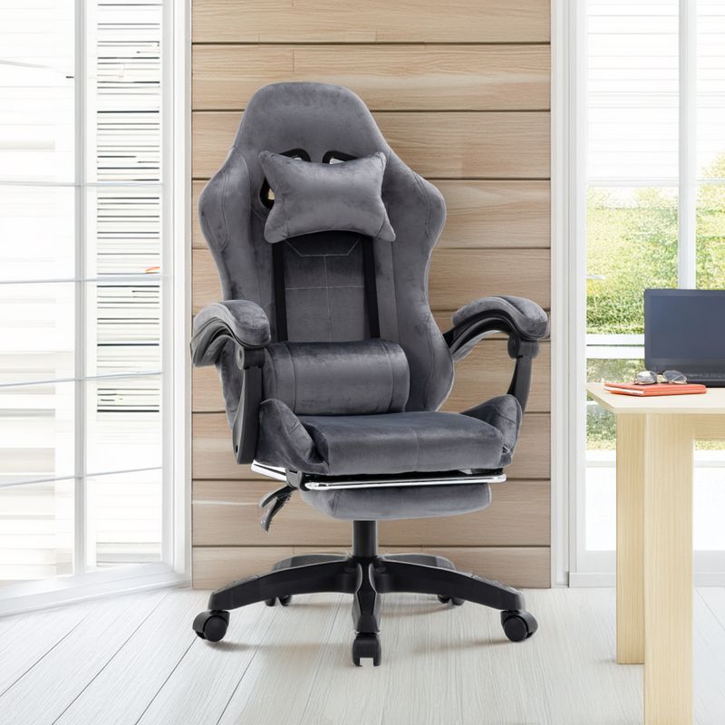 Elegantné kancelárske/herné kreslo s podnožou, sivá