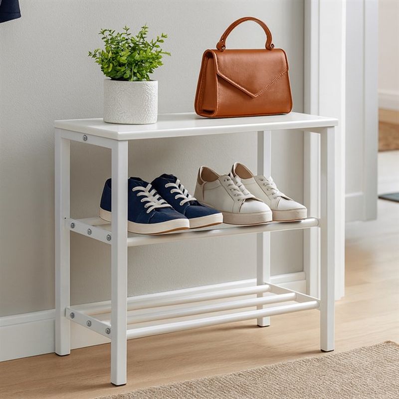 Štýlový a praktický botník biely, dve police