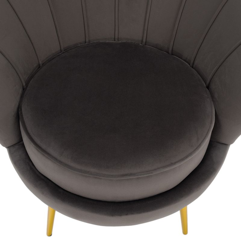 Kreslo v štýle Art-deco, sivohnedá Velvet látka-gold chróm zlatý