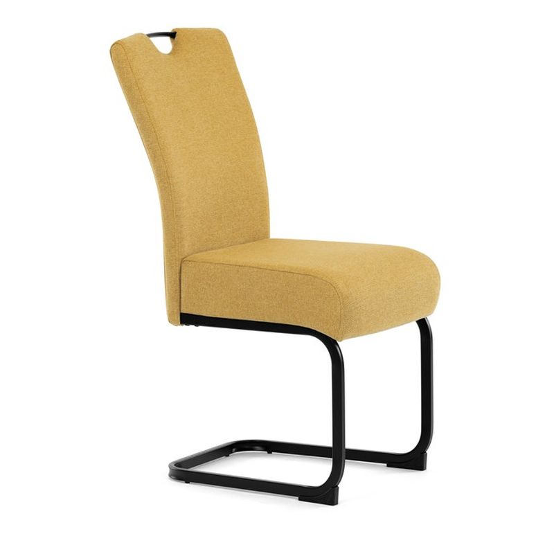 Stolička jedálenská, taštičkové pružiny, žltá látka, čierny kov