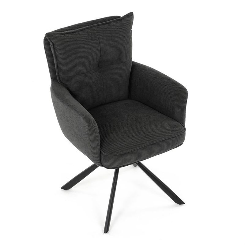 Komfortná jedálenská stolička s taštičkovými pružinami, sivá menčestrová látka